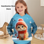 T&uuml;drukute 3D-kassi kapuutsiga pullover, pikkade varrukatega 3D-prindiga lasteriiete mood kost&uuml;&uuml;mid t&uuml;drukutele vanuses 2&ndash;12 aastat 140