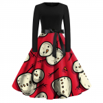 Naiste vabaaja mood &uuml;mara kaelusega pikkade varrukatega j&otilde;ulupildiga vintage pikk kleit S roheline