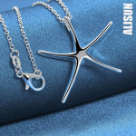 925 Sterling Silver Silver Starfish Ripats Kaelakee Moodsad pulmaehted O-45CM