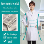 Paksendatud valge mantel: Pikkade varrukatega unisex labori-/arsti-/toidu-/t&ouml;&ouml;kaitsemantel XXL/180 valge