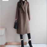 Talvine uus Korea stiilis avar mantel keskmise pikkusega temperamendiga mitmek&uuml;lgne villane mantel naiste s&uuml;gis- ja talvine rev&auml;&auml;riga mantel L