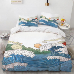 Laine Tekikott Komplekt Hokusai Muster Jaapani Ukiyoe Tekikott Orientaalne Sket&scaron;istiil Ookean Queen Twin Pol&uuml;ester Voodipesukomplekt 140x210cm 2pcs