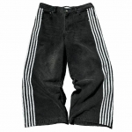 Unisex Streetwear Teksad Y2K Denim P&uuml;ksid Hip Hop Retro Triibulised Tikitud Baggy Teksad Meeste Naiste k&otilde;rge v&ouml;&ouml;kohaga laia s&auml;&auml;rega p&uuml;ksid M