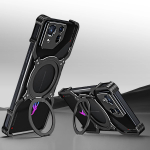 Raamita magnetiline metall&uuml;mbris Asus ROG Phone 8 Pro jaoks Alumiiniumisulamist kaitserauad 360&deg; p&ouml;&ouml;ratav s&otilde;rmusesiin Objektiivi kaitseraam For ROG Phone 8 must
