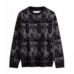 Calvin Klein V&auml;rviplokk T&auml;he Jacquard &Uuml;mmarguse Kaelusega Kootud Kampsun Meeste Kampsunid Ruumi-Must J324409BEH XL