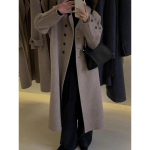 S&uuml;gis- ja talvine kahepoolne villane mantel, pikad korea stiilis pikad juuksed, &uuml;hev&auml;rviline vabaaja villane mantel S