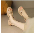 Naiste sandaalid Suvised vabaajajalatsid &Uuml;mmargune varbaosa Pehmed pehmed kingad Mood Solid Slip On Slingback Libedusevastane Zapatos De Mujer 35 beež