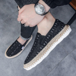 Moodne mehelik mokassiin Hingav Vabaaja L&otilde;uendikingad Kanepist Sisetald Kalurikingad Slip-on Loaferid Meeste Espadrill Suvised Lamedad Kingad 39 must