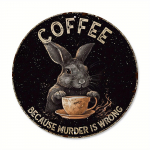 1 tk 8x8-tolline &uuml;mmargune alumiiniumlogo Kohv, sest m&otilde;rv on vale Fun Bunny Vintage &uuml;mmargune metallist logo Fun Bar Coffee logo must