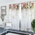 Romantiline kevadine pulmaroos, roosa punane lill, moodne 2 t&uuml;kki, tasuta kohaletoimetamine &otilde;huke aknakardin magamistoa elutoa sisekujunduseks 100W130H(CM)40x51in&Rod Pocket