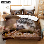 3D Uus Siil Voodipesukomplekt Tekikott Komplekt Padjap&uuml;&uuml;ridega &Uuml;heinimese T&auml;is Queen King Voodiriietus Voodipesu AU Single(140x210cm)