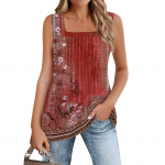 Tanktop naistele suver&otilde;ivad Varrukateta prindiga pluusid Vabaaja s&auml;rgid, plisseeritud kandiline kaelus L sinine