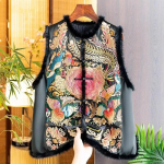 Naiste Kevad-S&uuml;gis Retro Tikandiga Disainiga Vest 3XL must