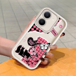 Pehme silikoonist ruudukujulise redeli mustriga telefoni&uuml;mbris, t&auml;ielikult kattev, kaamera p&otilde;rutuskindel kaitse, kummist &uuml;mbris Vivole Vivo Y27 5G pruun