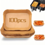 1 komplekt/100 tk Pneumaatiline frit&uuml;&uuml;ri vooder, &uuml;hekordselt kasutatav frit&uuml;&uuml;ri tarvikute jaoks, ristk&uuml;likukujuline p&auml;rgamentpaberi vooder, mikrolaineahju jaoks jne. Pack of 100