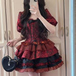 Viktoriaanlik gooti stiilis Lolita kleit naiste Harajuku Y2k pitsist vibu &otilde;htukleidid jaapani punk stiilis &otilde;huke sidemega printsessi kleit XS punane