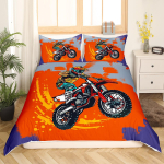 Mootorratturite tekikate Twin Motokrossi s&otilde;itja tekikate &Auml;&auml;rmusspordi voodipesukomplekt Lahe mootorratta voodipesukomplekt poistele ja t&auml;iskasvanutele AU Single(140x210cm)