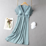 Seksikas &ouml;&ouml;s&auml;rk naistele Suvine kevadine kodukleit V-kaelusega &ouml;&ouml;s&auml;rk Pitsist varrukatega magamisriided Pikk intiimne pesu &Ouml;&ouml;riided M