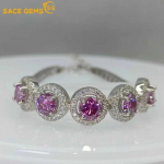 SACE GEMS GRA sertifitseeritud D VVS1 2,5 ct roosa moissaniidist k&auml;ev&otilde;ru naistele Trendikas peoehe 925 sterlingh&otilde;bedaga kaetud valge kullaga 21CM roosa