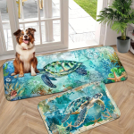 2 tk V&auml;simusevastased K&ouml;&ouml;givaibad, OneHouse Merikilpkonna Prindiga Veekindel Libisemiskindel Paks Polsterdatud K&ouml;&ouml;gimatt Raskeveokitega Mugav Seismismatt K&ouml;&ouml;gi jaoks 40*60cm+40*120cm（2Pcs）