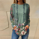 Naiste T-s&auml;rgid S&uuml;gises vabaaja pikkade varrukatega s&auml;rgid Vintage graafilise tr&uuml;kiga top Pullover M