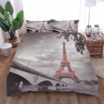 Voodipesu komplekt Tekikott 3-osaline komplekt 3D Eiffeli torni tekikott Universaalne, Sobib lastele ja t&auml;iskasvanutele Kaasaegne tr&uuml;kitud W90xL190cm gray