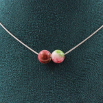 Pierres et Min&eacute;raux. Collier 2 perles Tourmaline melon d'eau 8 mm Chaine en acier Collier femmes, hommes. Taille personnalisable.