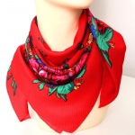 Naiste pea&uuml;mbris Hijab Peasallid Lilletr&uuml;kis Taskur&auml;tt Sall Ruutsall Retro Ethnic punane