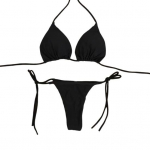 2 tk/kompl Naiste kolmnurk bikiinid halterkaelusega ujumisriided rinnapatjadega paeltega stringbikiinid seksikad rannariided ujumiskost&uuml;&uuml;m S must