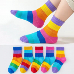 Moodsad persoonid vikerkaare puuvillased sokid poistele ja t&uuml;drukutele 5 paari lastele sokid poistele triibulised sokid koolilapsed elastsed sokid kevad-s&uuml;gis S