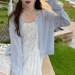 Naiste Suvine &Otilde;lapaeltega Kleit &Uuml;ler&otilde;ivad &Otilde;huke Kootud Kampsun Auguline Pluus P&auml;ikesekaitse Mantel S valge