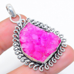 Pink Solar Quartz Handmade 925 Sterling Silver Jewelry Pendant 1.81 o3e27