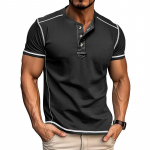 Meeste l&uuml;hikeste varrukatega Henley s&auml;rgid Suvine n&ouml;&ouml;biga T-s&auml;rgid Casual Basic Tee Soild T-s&auml;rgid Pehmed Mugavad topid Klassikaline sportlik Fit T-s&auml;rk meestele XXL must