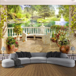 3D Fototapeet Stereo R&otilde;du Aiamaastik Seinamaalid Elutuba S&ouml;&ouml;gitoa Seinamaal Kodu Kaunistus 200 cm(W) x 140 cm(H)