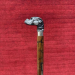 93.98 cm Bulldog Walking Cane, Dog Head Handle Wooden Carved Walking Stick, For Men, Women