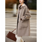 Uued villased mantlid naistele laisa stiiliga ja elegantne vananemisvastane kapuutsiga villane mantel naistele M