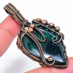 Malachite Handmade Copper Wire Wrap Jewelry Pendant 2.80 z9q77