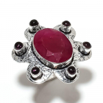 Ruby(Simulated) Amethyst 925 Sterling Silver Jewelry Ring Size 8.5 b1k21