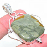 Natural Polychrome Gemstone Handmade 925 Sterling Silver Pendant 2.32 g1j18