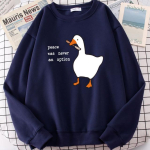 Rahu pole kunagi olnud valik Goose Print Mees Pikad varrukad Kawaii Multikad Pulloverid Mood Lihtsad riided Meeste dressipluusid S tumesinine v&auml;rv
