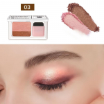1PC flash two-color eyeshadow disc, diverse colors, easy to mix, long-lasting waterproof eye makeup, with brush