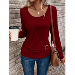 Naiste moe vabaaja kevads&uuml;gise &uuml;hev&auml;rvilise tr&uuml;kiga pikkade varrukatega O-kaelusega pulloverid ja pikad varrukad L aprikoosi