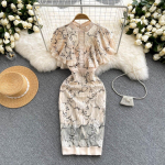 Naiste uus mood suvine &uuml;markaelus Retro Bodycon kleit Lendav varrukas &otilde;huke elegantne volang Elegantne kontoririided Vestidos S