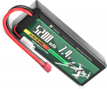 Lipo aku 2S 7.4V 5200mAh 50C T-pistikuga &ndash; Suure v&otilde;imsusega RC mudelitele &ndash; K&otilde;va korpus, silikoonjuhe