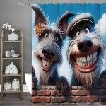 Naljakas koera naeratus du&scaron;ikardin, vannitoa dekoratiivne du&scaron;ikardin, veekindel du&scaron;ikardin konksudega 90*180cm black