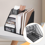 Desk File Organizer Document Holder Durability Metal Multi Tiers Vertical Rack files Storage Drawer on the Left