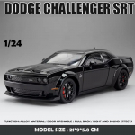 1:24 Dodge Challenger SRT Hellcat Alloy Muscle Car Model Survevalatud metallist Sportauto Ornamendid S&otilde;idukimudel Heli ja valguse Laste m&auml;nguasi poisile kingitus must