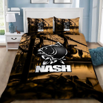Nash Fishing Logo Tekikott Padjap&uuml;&uuml;r Voodipesukomplekt T&auml;iskasvanu PoissT&uuml;druk Magamistoa Kaunistus &Uuml;he-Kahekohaline Suur Suurus 140x200cm 3pcs