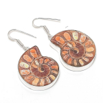 Ammonite Fossil Gemstone Handmade 925 Sterling Silver Jewelry Earring 1.97 a0r67