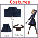 Jujutsu Kaisen Kugisaki Nobara Anime Cosplay Kost&uuml;&uuml;m &Uuml;htne V&ouml;&ouml; K&auml;ed Kott T&auml;ielik Komplekt Kost&uuml;&uuml;m &Uuml;laosa Seelik Jakk Naiste &Uuml;likond L sinine